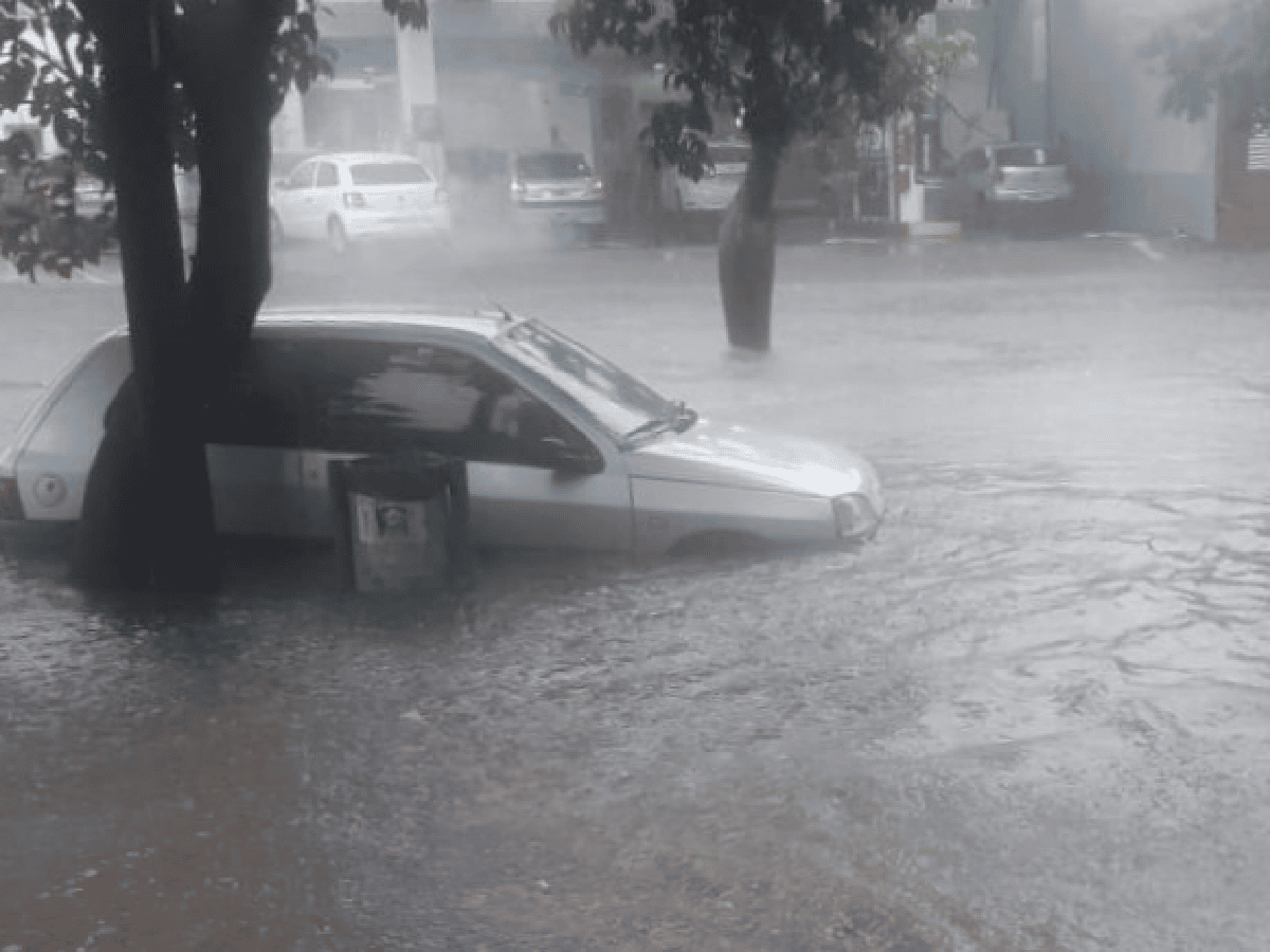 Un fuerte temporal postes caídos, autos arrastrados por el agua y calles anegadas en Córdoba
