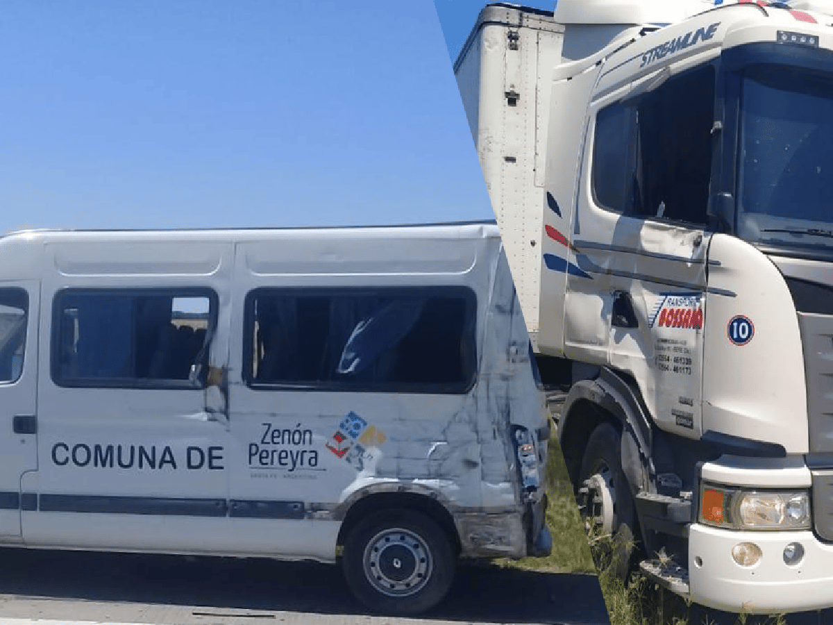 En la autovía 19 chocaron a combi de la comuna de Zenón Pereyra  