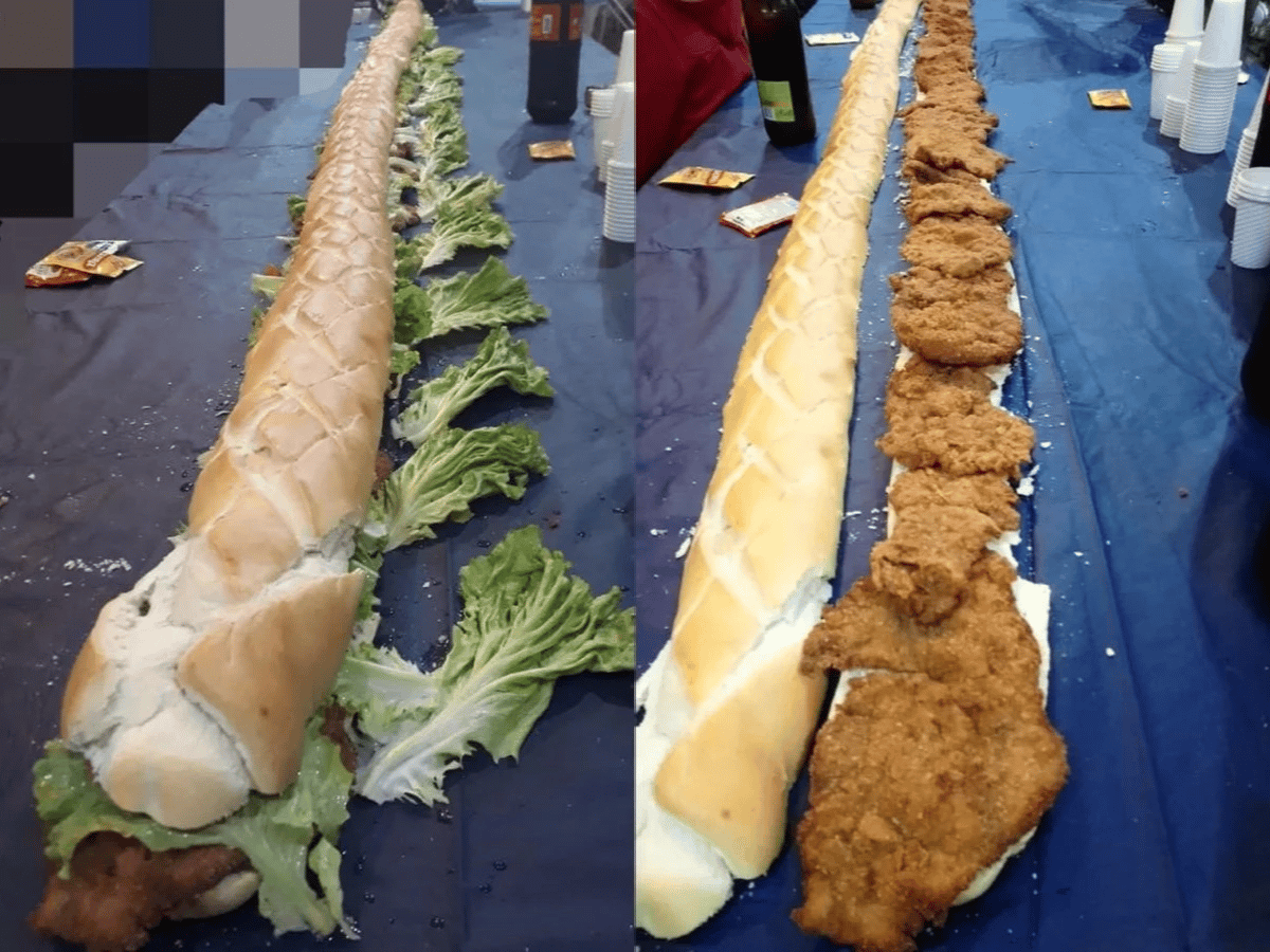 Hicieron un sándwich gigante de milanesa para el cumpleaños de una chica