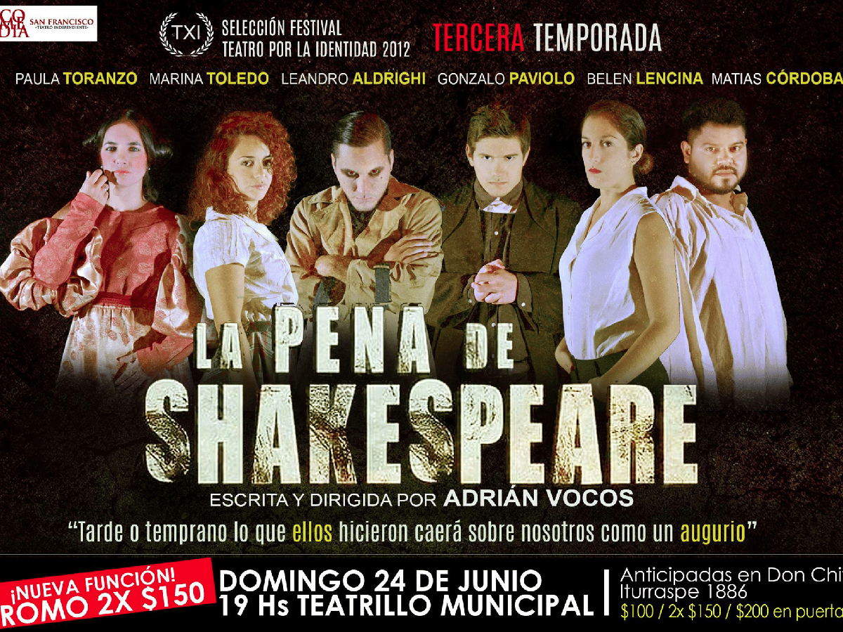 "La Pena de Shakespeare" hoy en el Teatrillo