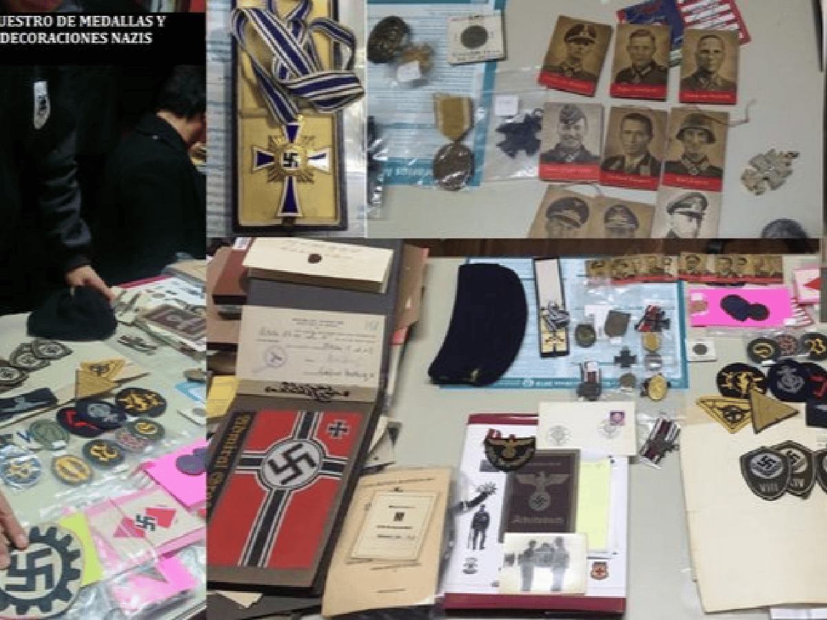 Un busto de Hitler, sables y dagas con la esvástica, los objetos con simbología nazi secuestrados en Córdoba