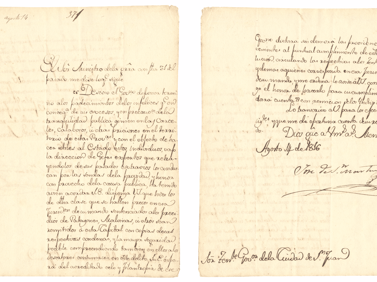  En una carta histórica, San Martín mencionó en 1816 a las Malvinas como territorio argentino