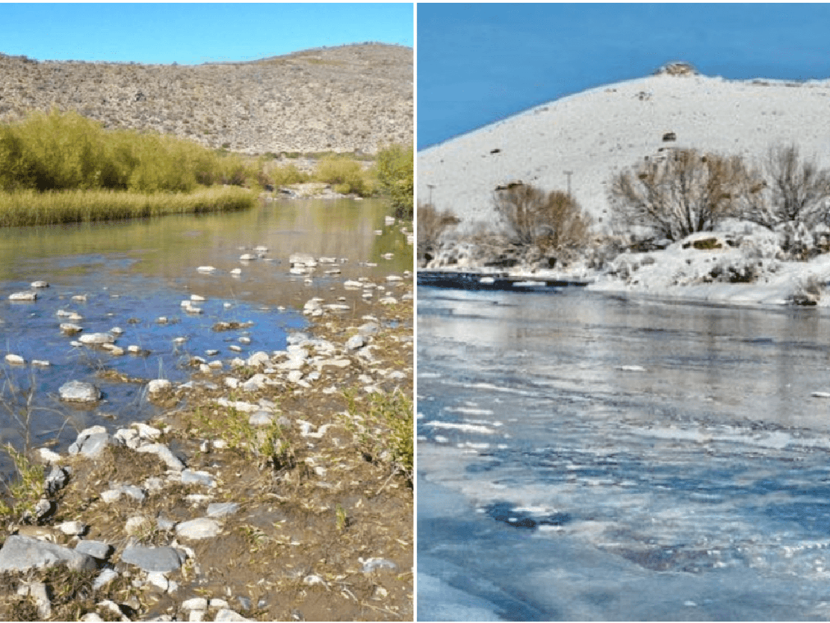 Se congelaron los 70 kilómetros del río Pichi Leufu, cerca de Bariloche