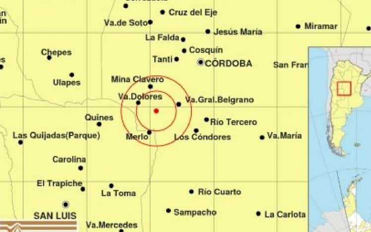 Un temblor de 3,4° se sintió en Córdoba y San Luis