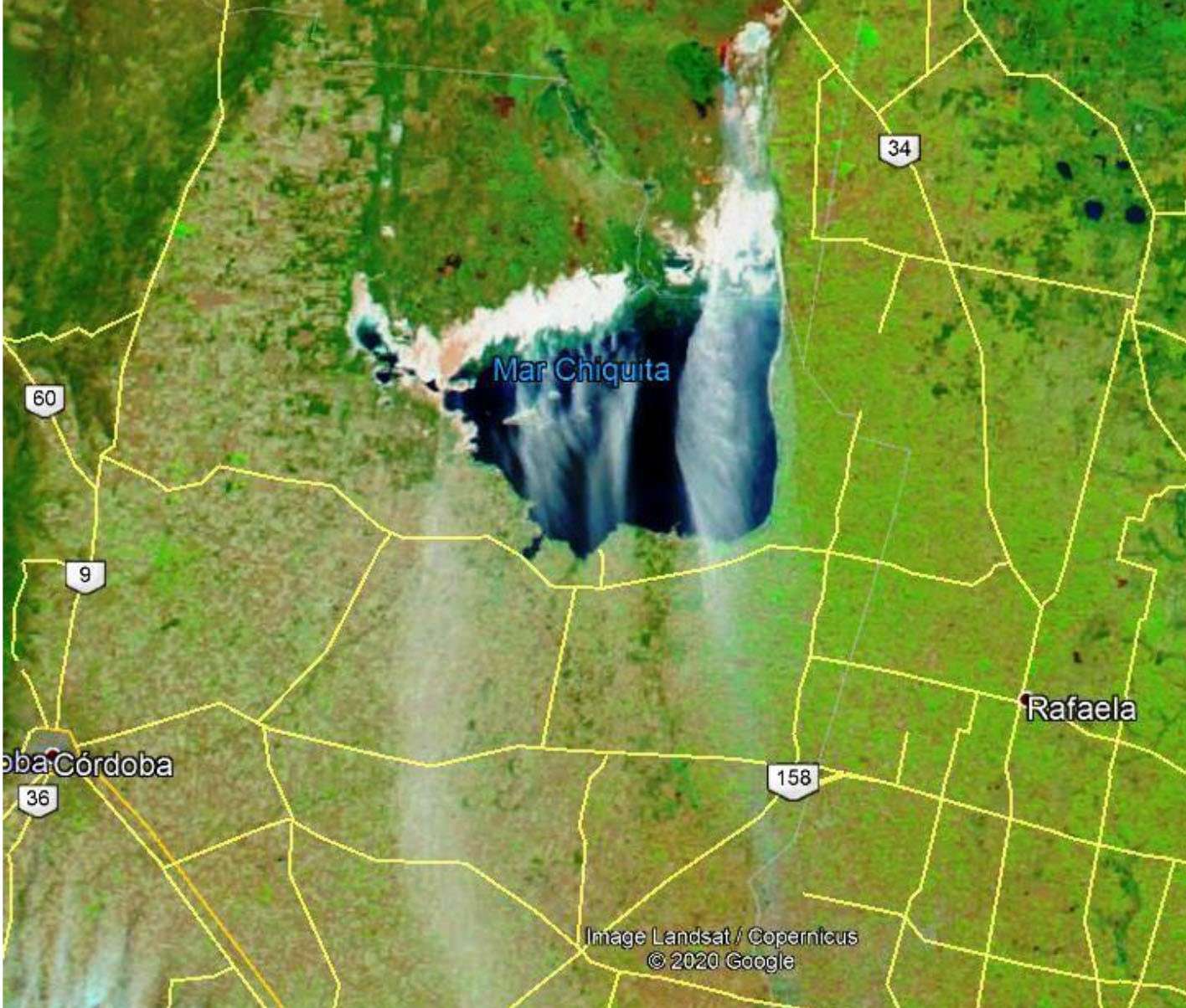Imagen satelital nubes de sal 2020